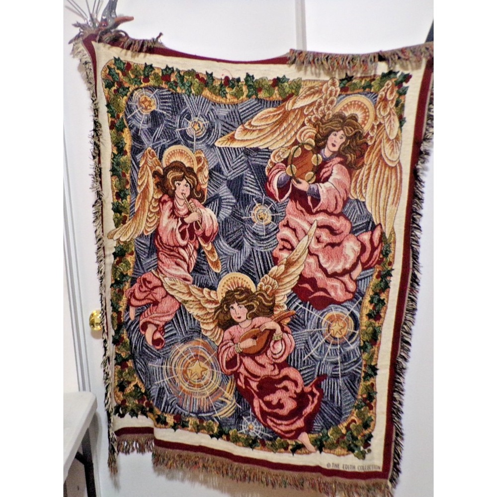 Vintage Goodwin Weavers Tapestry The Edith Angel Collection Throw Blanket